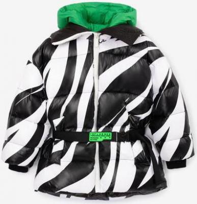 Куртка зимняя на искусственном пуху с принтом чёрно-белая, 164, 22409GJC4105 – фото 2