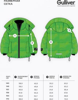 Куртка зимняя стёганая на натуральном пуху зелёная для девочки, 146, 22409GJC4104 – фото 3