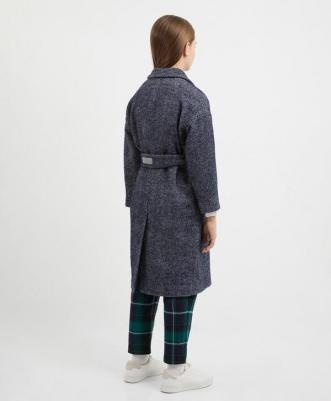 Пальто из шерстяной ткани в полоску для девочки (152) – фото 2