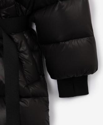 Пальто зимнее стёганое на искусственном пуху чёрное, 152, 22409GJC4503 – фото 3