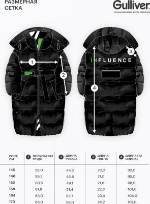 Пальто зимнее стёганое на искусственном пуху чёрное, 152, 22409GJC4503 – фото 4