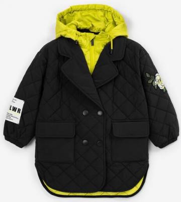 Полупальто демисезонное с отстёгивающейся манишкойчёрное, 98, 22401GMC4501 – фото 7