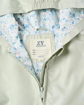 Детская парка с капюшоном, рюшами и цветочной подкладкой, светло-зеленый – фото 3