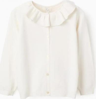 Детская вязаная куртка с рюшами, бежевый – фото 1