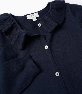 Детская вязаная куртка с рюшами, бежевый – фото 3