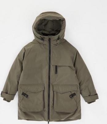 Пальто зимнее с искусственным пухом,и шестью карманами хаки, 128, 224BBBMC4503 – фото 3