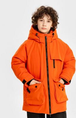 Пальто зимнее с искусственным пухом оранжевое, 122, 224BBBMC4504 – фото 2