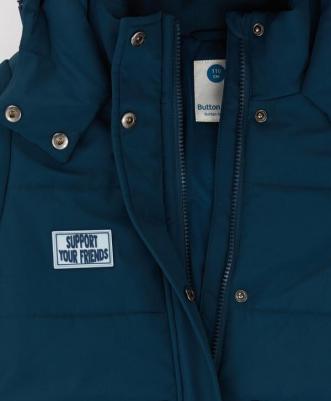 Полупальто демисезонное с капюшоном и манжетами синее, 122, 224BBBMC4601 – фото 5