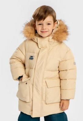Полупальто зимнее с искусственным пухом бежевое, 104, 224BBBMC4602 – фото 4