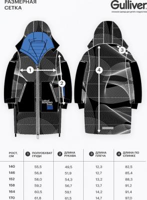 Пальто зимнее на искусственном пуху с принтом чёрное, 146, 22412BJC4501 – фото 1