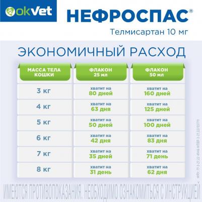 Okvet Нефроспас суспензия для лечения хронической болезни почек и системной гипертензии у кошек - 25 мл – фото 1