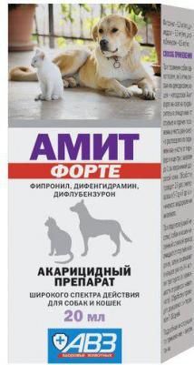 Ушные капли для кошек и собак АМИТ ФОРТЕ, 20 мл – фото 1