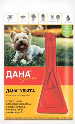 раствор от блох и клещей Дана Ультра для щенков, собак, кошек, для домашних животных до 5 кг 1 шт. в уп., 1 уп – фото 1