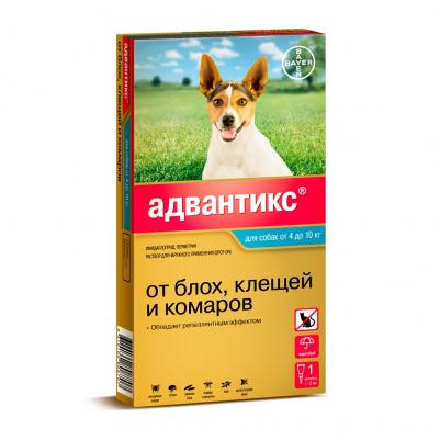 Капли для собак АДВАНТИКС от блох, клещей и комаров 100 1 пипетка в упак – фото 6