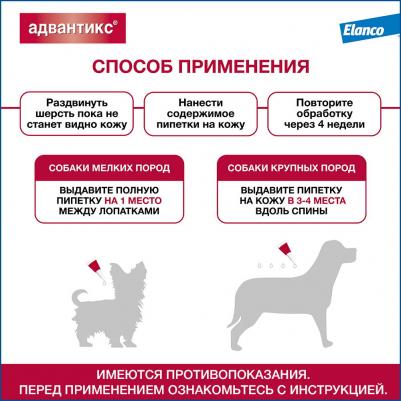 Капли для собак АДВАНТИКС от блох, клещей и комаров 100 1 пипетка в упак – фото 9