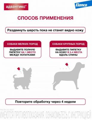 Капли для собак АДВАНТИКС от блох, клещей и комаров 250 1 пипетка в упак – фото 9