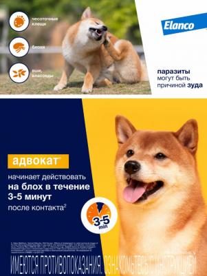 Капли для собак АДВОКАТ 250 от чесоточных клещей, блох и гельминтов 2,5мл/1 пип – фото 13