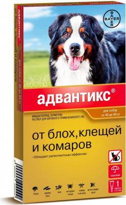 Капли для собак от 40 до 60 кг от клещей и блох Адвантикс 600C 6мл, 4 шт – фото 5