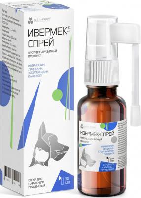 Ивермек Спрей противопаразитный для кошек, собак и декоративных грызунов, 30 мл