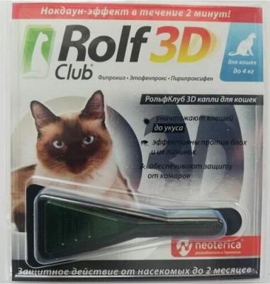 Капли 3D R401 для кошек до 4 килограмм от клещей, блох и комаров – фото 2