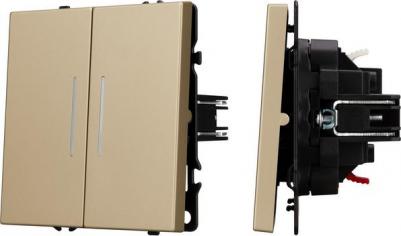 Механизм выключателя двухкавишный непроходной LED SWT-NOBE-MK02-SFPL-L-GD 1шт 054265 – фото 1