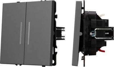 Механизм выключателя двухклавишный непроходной LED SWT-NOBE-MK02-SFPL-L-GR 1шт 054266 – фото 1