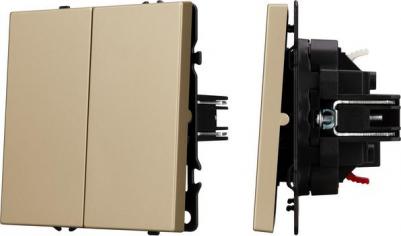 Механизм выключателя двухклавишный проходной SWT-NOBE-MKP2-SFPL-GD 1шт 054256 – фото 1