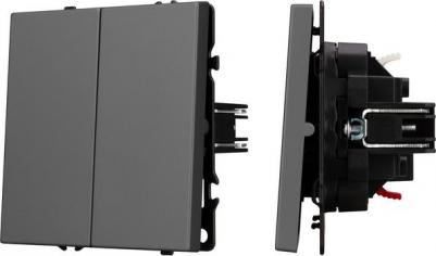 Механизм выключателя двухклавишный проходной SWT-NOBE-MKP2-SFPL-GR 1шт 054257 – фото 1