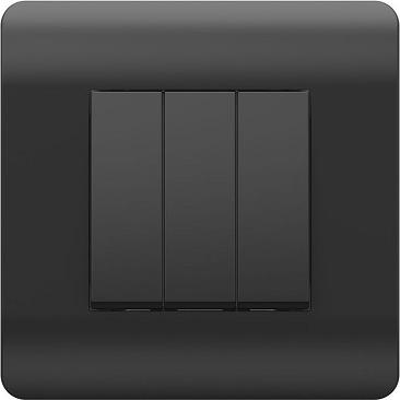 Выключатель 3-клавишный NEW3-E 10А, черный 431506 – фото 1