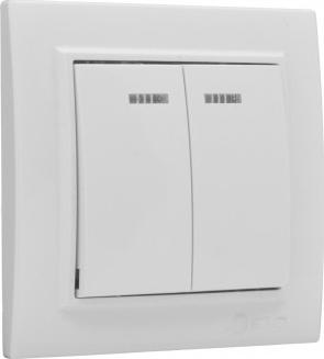 Выключатель 2-кл. СП Минск 10А IP20 с индикатором бел. Basic ERV10-123-10 – фото 1