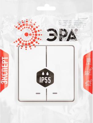 11-1525-01 Выключатель Эксперт 11-1525-01 двойной с подсветкой IP55, 10АХ-250В, СУ, белый, цена за 1 шт
