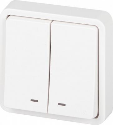11-1525-01 Выключатель Эксперт 11-1525-01 двойной с подсветкой IP55, 10АХ-250В, СУ, белый, цена за 1 шт – фото 1