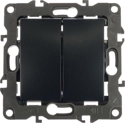 12-1004-05 12-1004-05 Выключатель двойной, 10АХ-250В, IP20, без м.лапок, Эра12, антрацит, цена за 1 шт