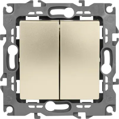 12-1104-04 12-1104-04 Выключатель двойной, 10АХ-250В, IP20, Эра12, шампань, цена за 1 шт