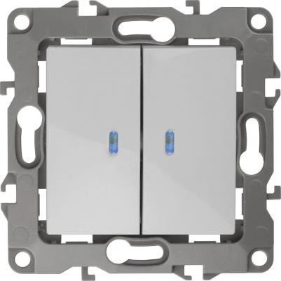 12-1105-01 12-1105-01 Выключатель двойной с подсветкой, 10АХ-250В, IP20, Эра12, белый, цена за 1 шт – фото 3