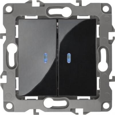 12-1106-06 12-1106-06 Переключатель двойной, 10АХ-250В, IP20, Эра12, чёрный, цена за 1 шт