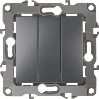 12-1107-12 12-1107-12 Выключатель тройной, 10АХ-250В, IP20, Эра12, графит, цена за 1 шт – фото 2