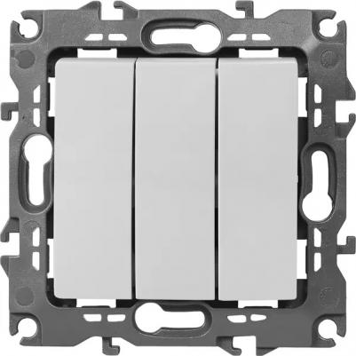 12-1107-15 12-1107-15 Выключатель тройной, 10АХ-250В, IP20, Эра12, перламутр, цена за 1 шт – фото 2