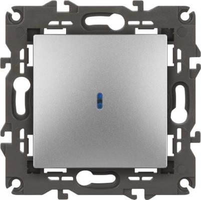 14-1102-03 14-1102-03 Выключатель с подсветкой, 10АХ-250В, IP20, Elegance, алюминий, цена за 1 шт – фото 1