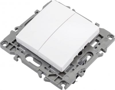 14-1104-01 14-1104-01 Выключатель двойной, 10АХ-250В, IP20, Elegance, белый, цена за 1 шт – фото 2