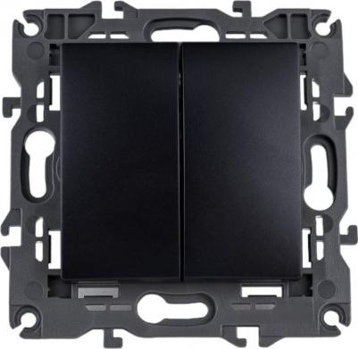 14-1106-05 14-1106-05 Переключатель двойной, 10АХ-250В, IP20, Elegance, антрацит, цена за 1 шт – фото 1