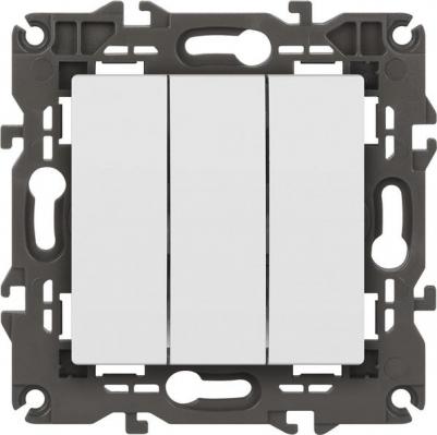 14-1107-01 14-1107-01 Выключатель тройной, 10АХ-250В, IP20, Elegance, белый, цена за 1 шт – фото 1