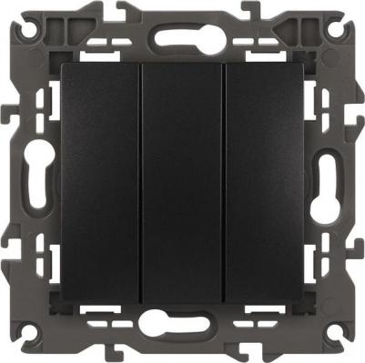 14-1107-05 14-1107-05 Выключатель тройной, 10АХ-250В, IP20, Elegance, антрацит, цена за 1 шт – фото 1