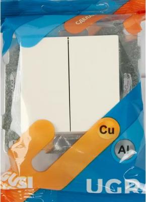 Выключатель встраиваемый 2 клавиша цвет бежевый – фото 2