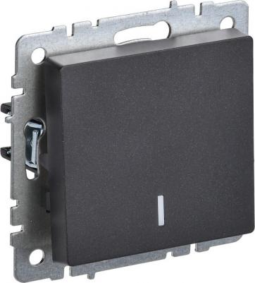 BRITE Выключатель 1-клавишный проходной с индикацией 10А ВС10-1-7-БрЧ черный, цена за 1 шт