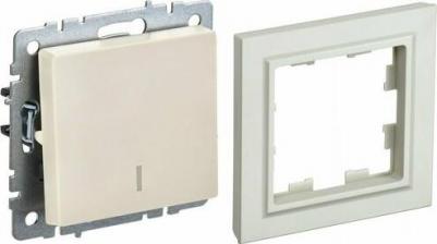 BRITE Выключатель 1-клавишный с индикацией 10А ВС10-1-1-БрКр бежевый, цена за 1 шт – фото 2