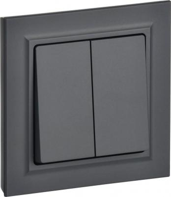 BRITE Выключатель 2-клавишный 10А в сборе ВСР10-2-0-БрГ графит, цена за 1 шт