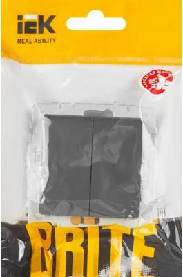 BRITE Выключатель 2-клавишный 10А ВС10-2-0-БрГ графит, цена за 1 шт – фото 2