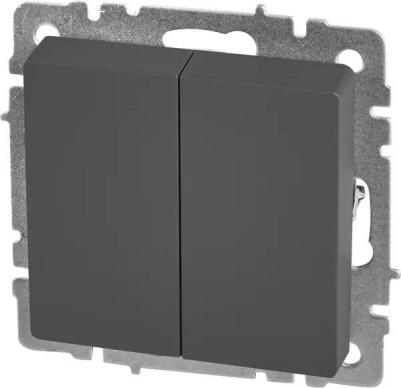 BRITE Выключатель 2-клавишный 10А ВС10-2-0-БрГ графит, цена за 1 шт