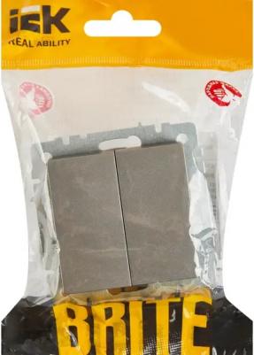 BRITE Выключатель 2-клавишный 10А ВС10-2-0-БрС сталь, цена за 1 шт – фото 12